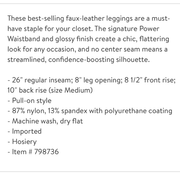 NEW Spanx Faux Leather Leggings XS - Picture 9 of 10